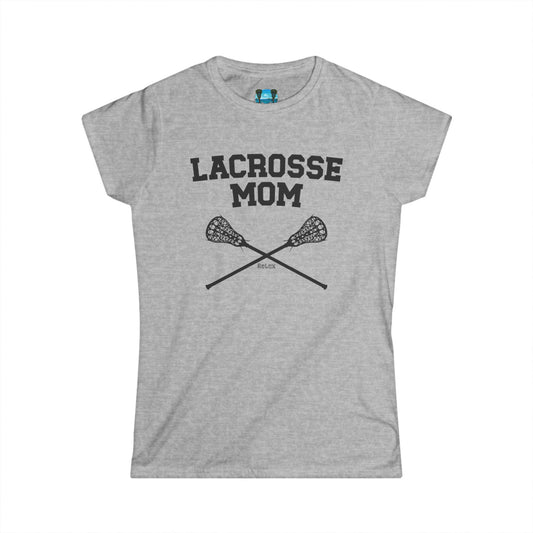 Lacrosse Mom Crossed Sticks Black Font Short Sleeve