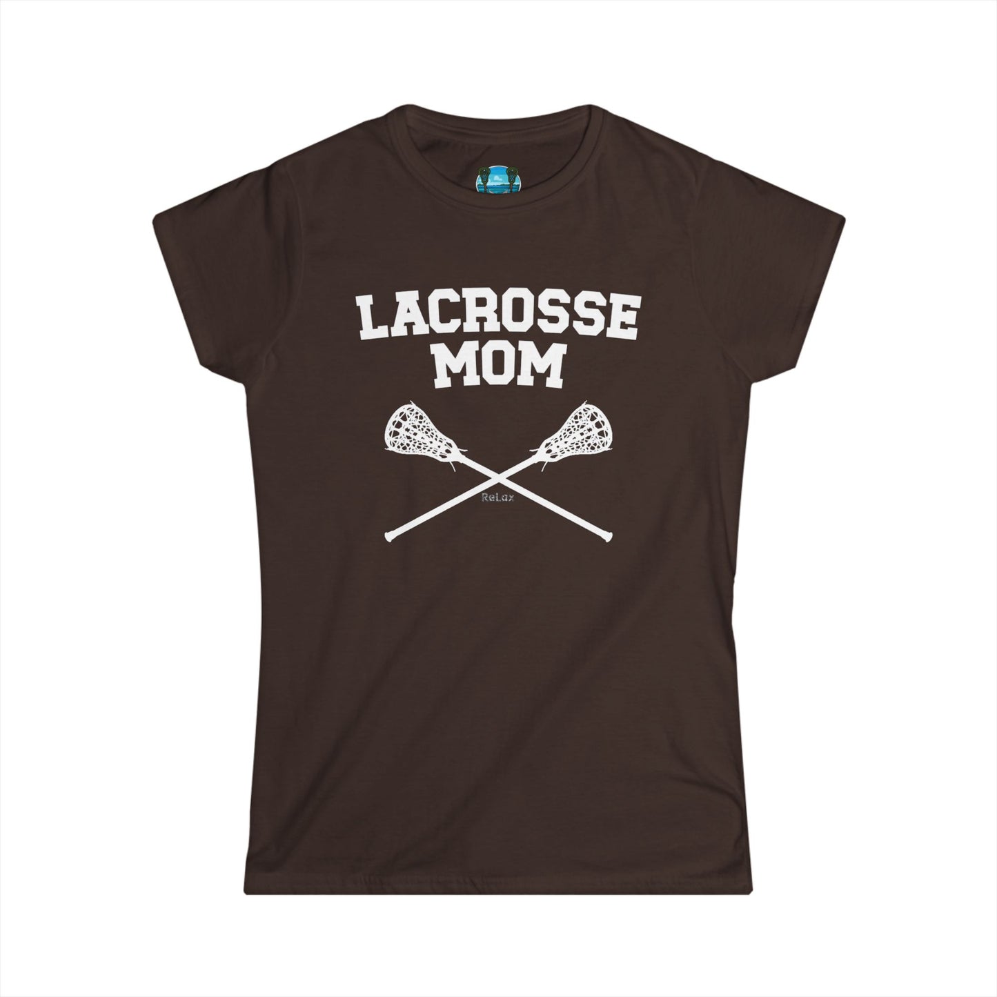 Lacrosse Mom Crossed Sticks White Font Short Sleeve