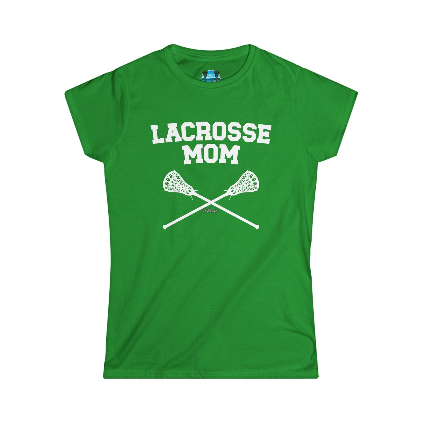 Lacrosse Mom Crossed Sticks White Font Short Sleeve