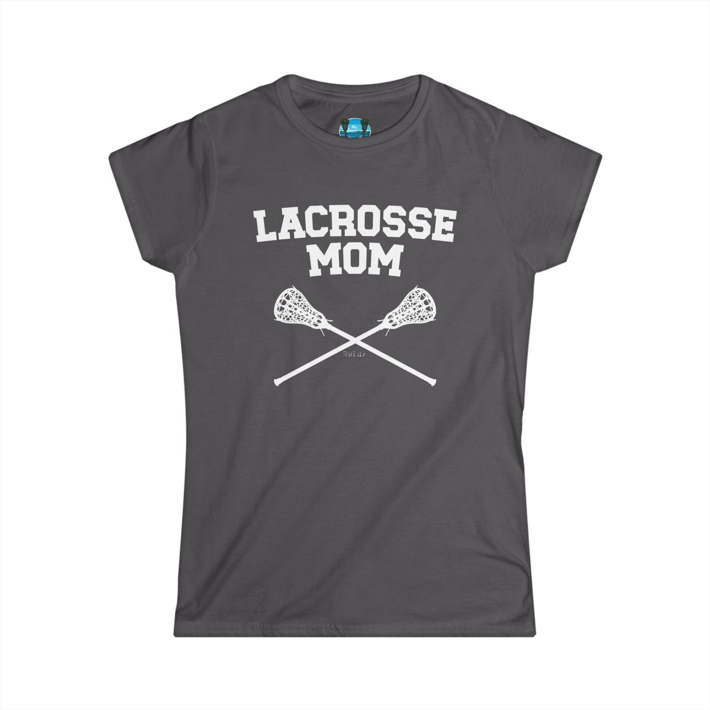 Lacrosse Mom Crossed Sticks White Font Short Sleeve