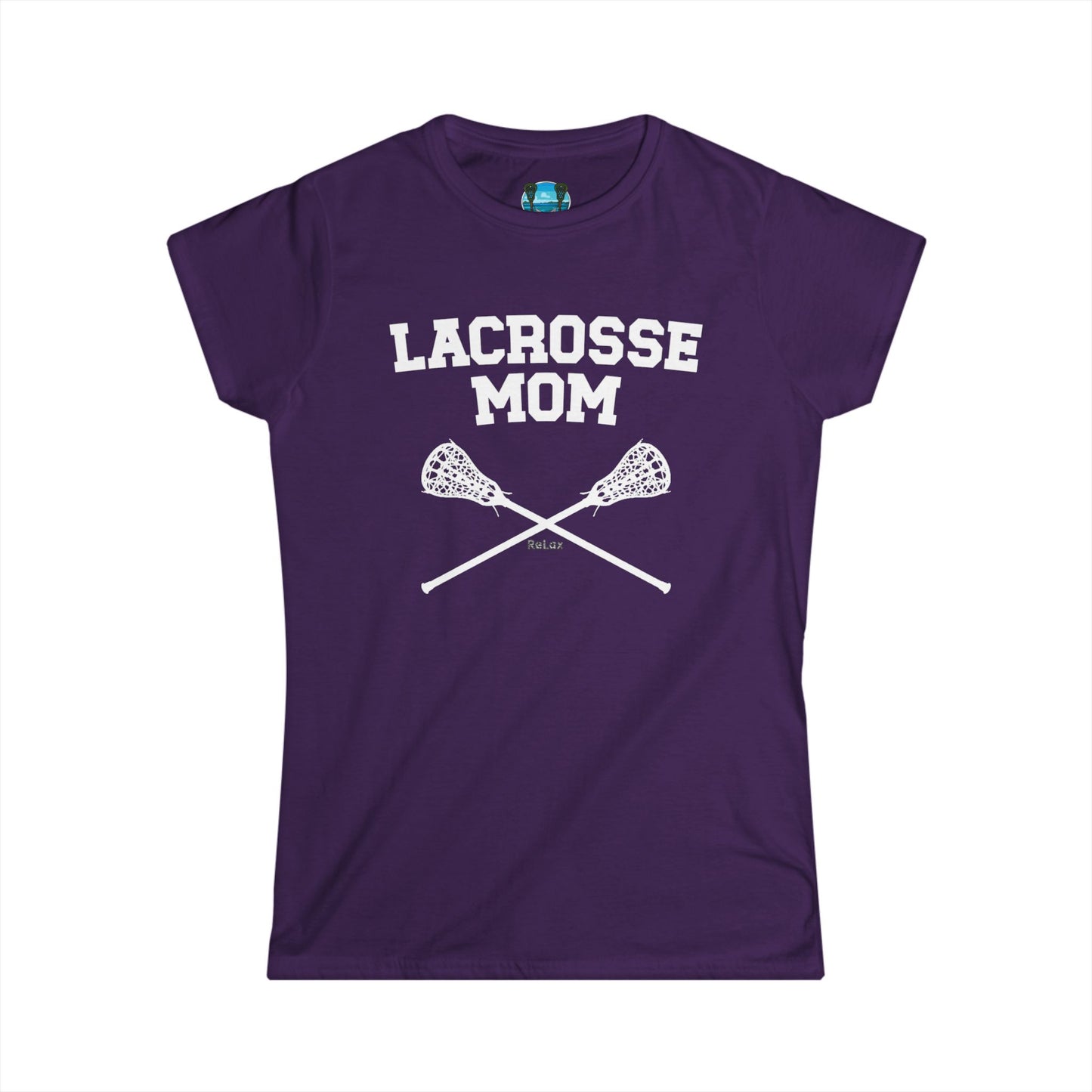 Lacrosse Mom Crossed Sticks White Font Short Sleeve