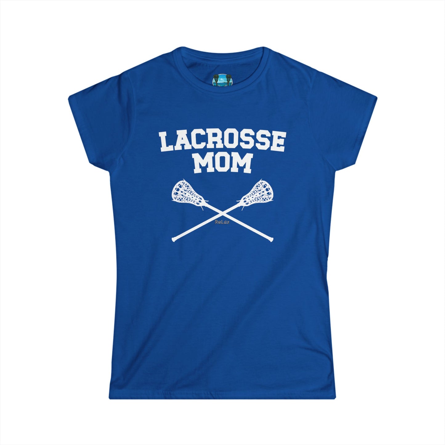 Lacrosse Mom Crossed Sticks White Font Short Sleeve