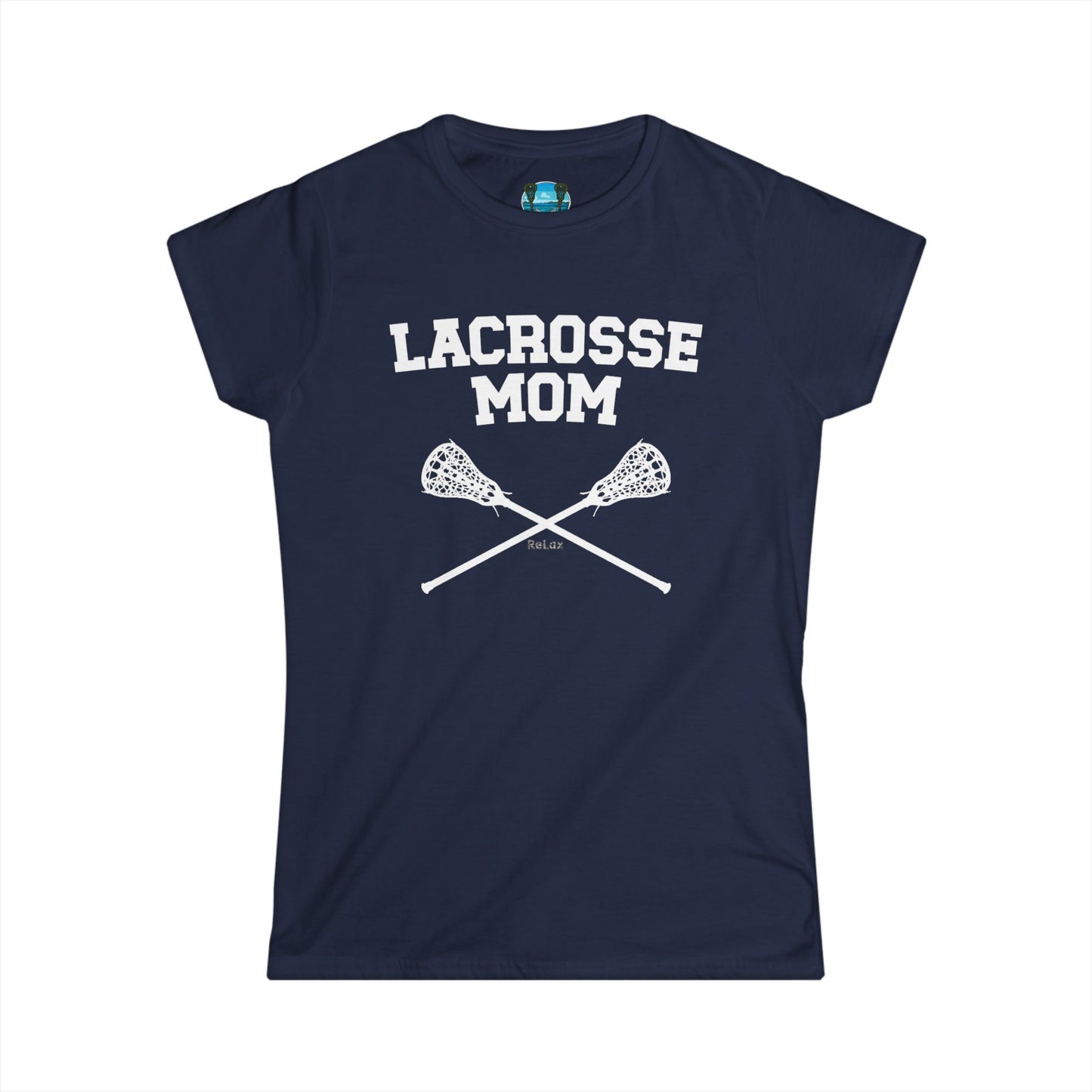 Lacrosse Mom Crossed Sticks White Font Short Sleeve