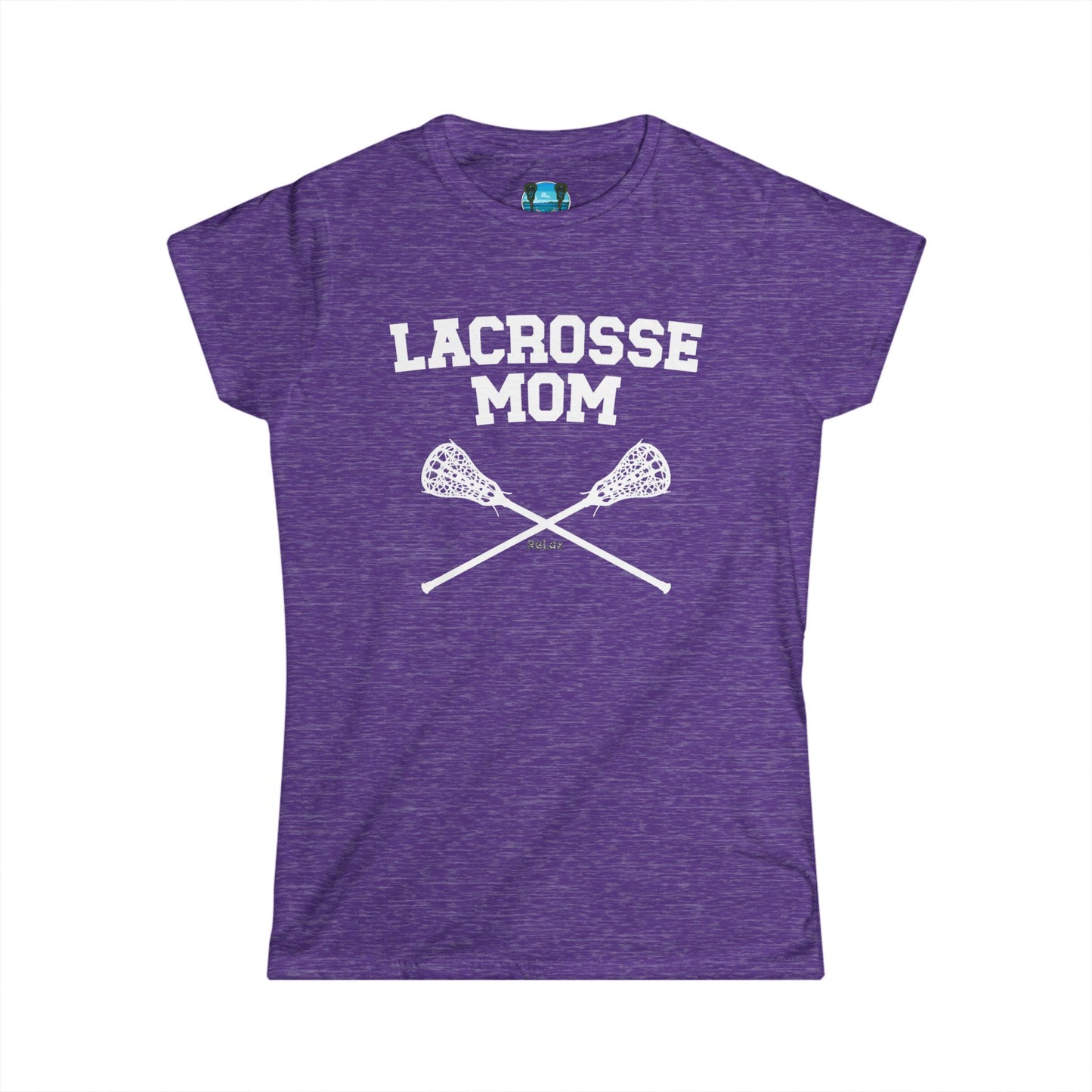 Lacrosse Mom Crossed Sticks White Font Short Sleeve