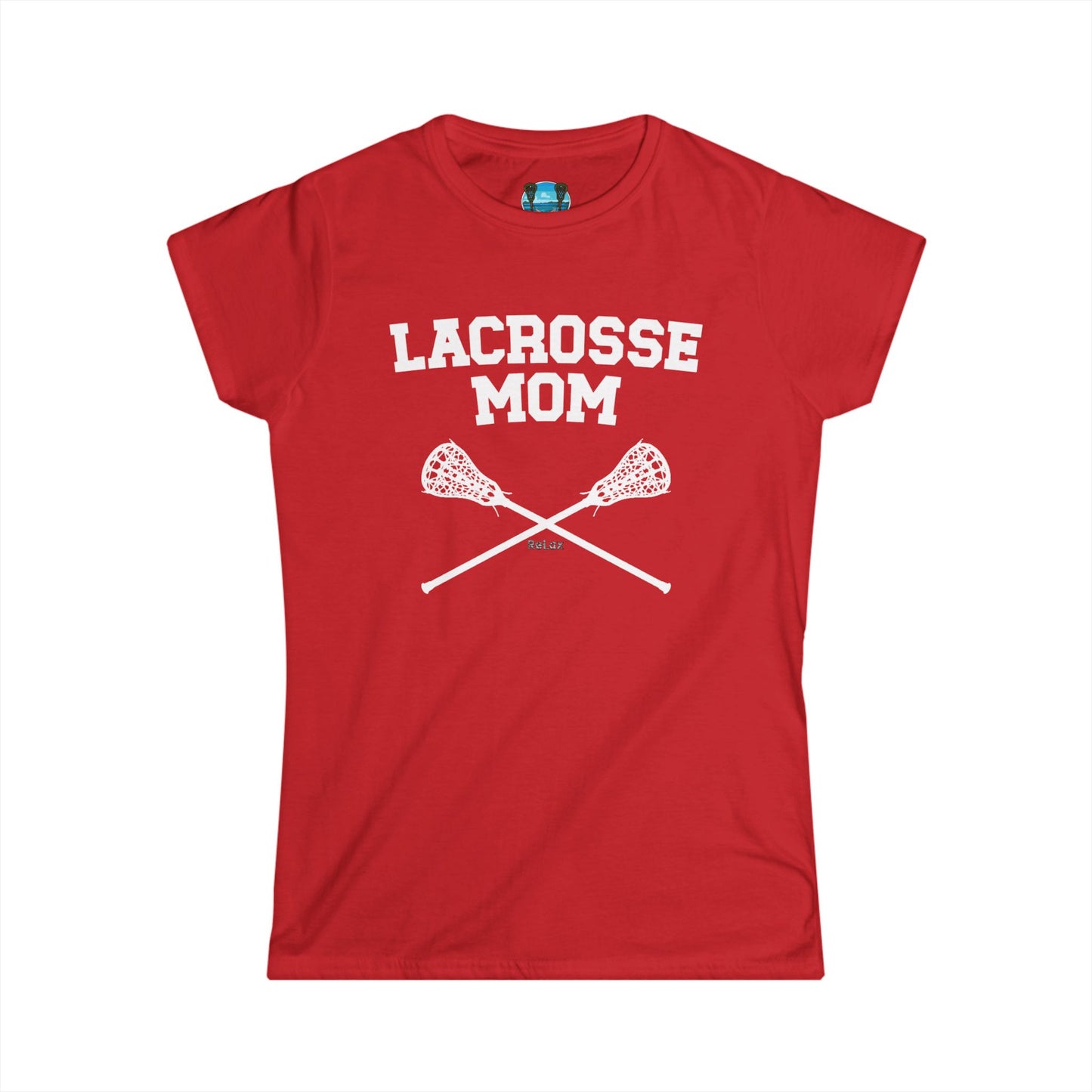 Lacrosse Mom Crossed Sticks White Font Short Sleeve