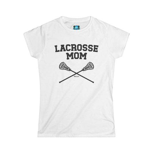 Lacrosse Mom Crossed Sticks Black Font Short Sleeve